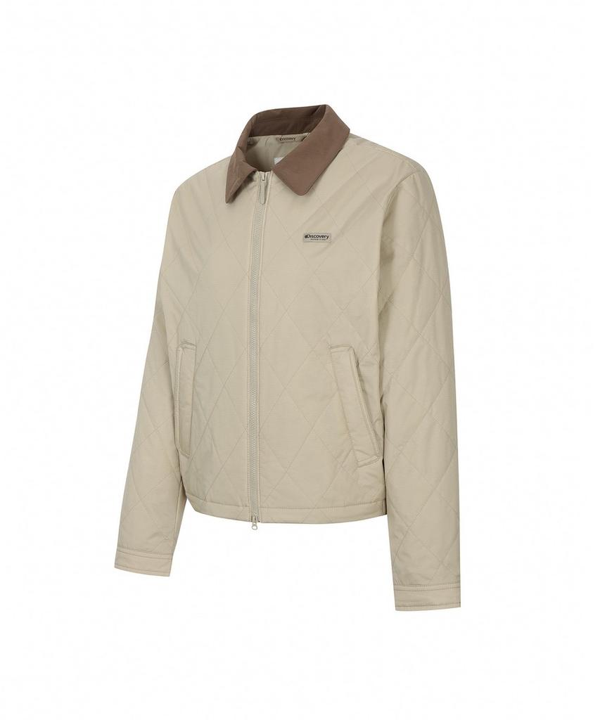 Discovery Expedition Women'S Collared Quilted Padded Jacket (L/Beige)