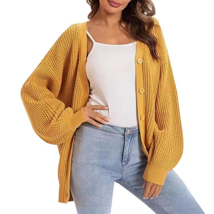 Oversized Women Knit Cardigan Sweater Long Sleeve Button Down