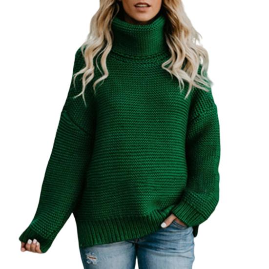 KOKKO Women Autumn Winter Long Sleeve Turtle Neck Casual Knitted Pullover Sweater Top