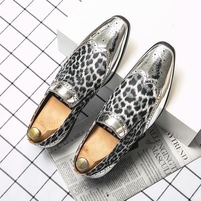 Luxusní Značkové Nové Pánské Mokasíny Zlaté Stříbrné Pánské Boty Leopardí Vzor Ležérní Boty Pánské Oxfords Společenské Svatba Mokasíny Formální
