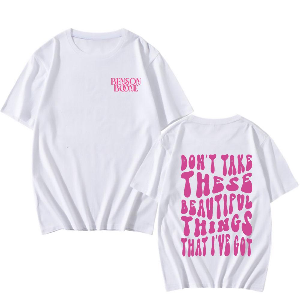 Benson Boone T-Shirt Herren/Damen Sommer Mode Neu Kurzarm Retro Bedruckt Reine Baumwolle Rundhals Hip Hop T-Shirt Oberteile