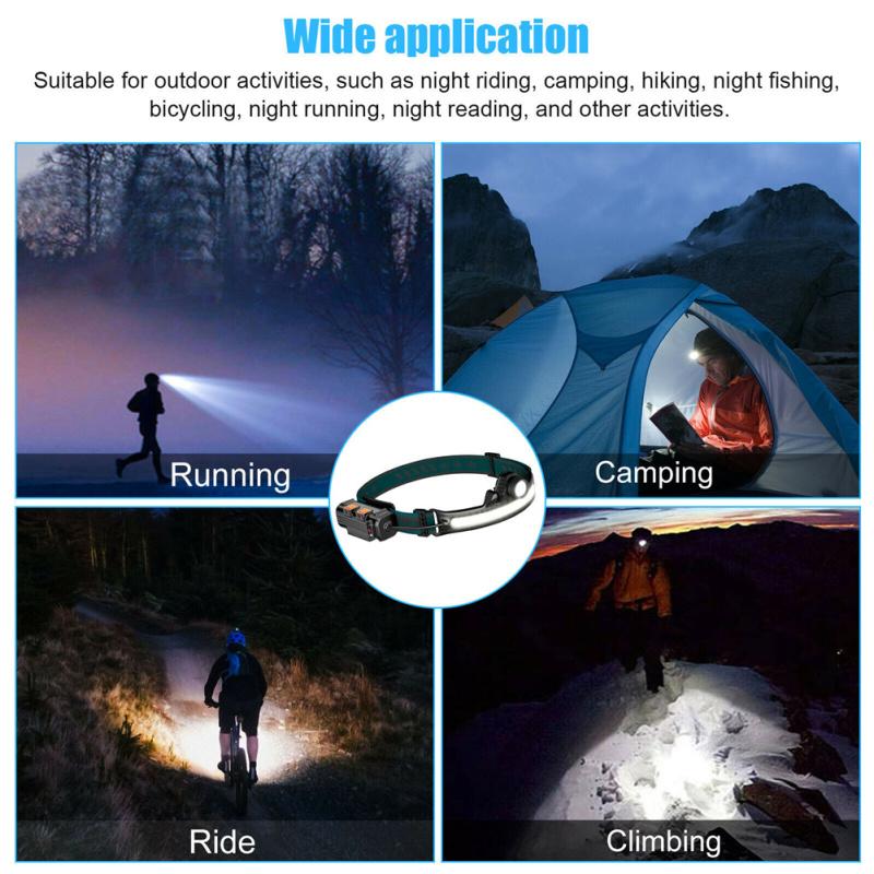 Led Headlamp 6 Modes Adjustable Angle 2000mah Rechargeable Lithium Battery Headlight Work Light