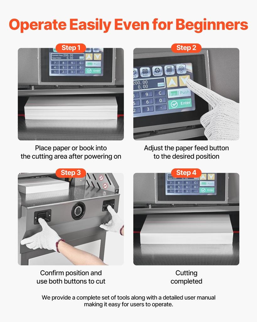 Elektrischer Papierabschneider, Programmierbare Metall-Papierabschneidemaschine, 457 mm Schnittbreite, 58 mm Schnittstärke, Elektrischer hydraulischer Guillotinen-Trimmer
