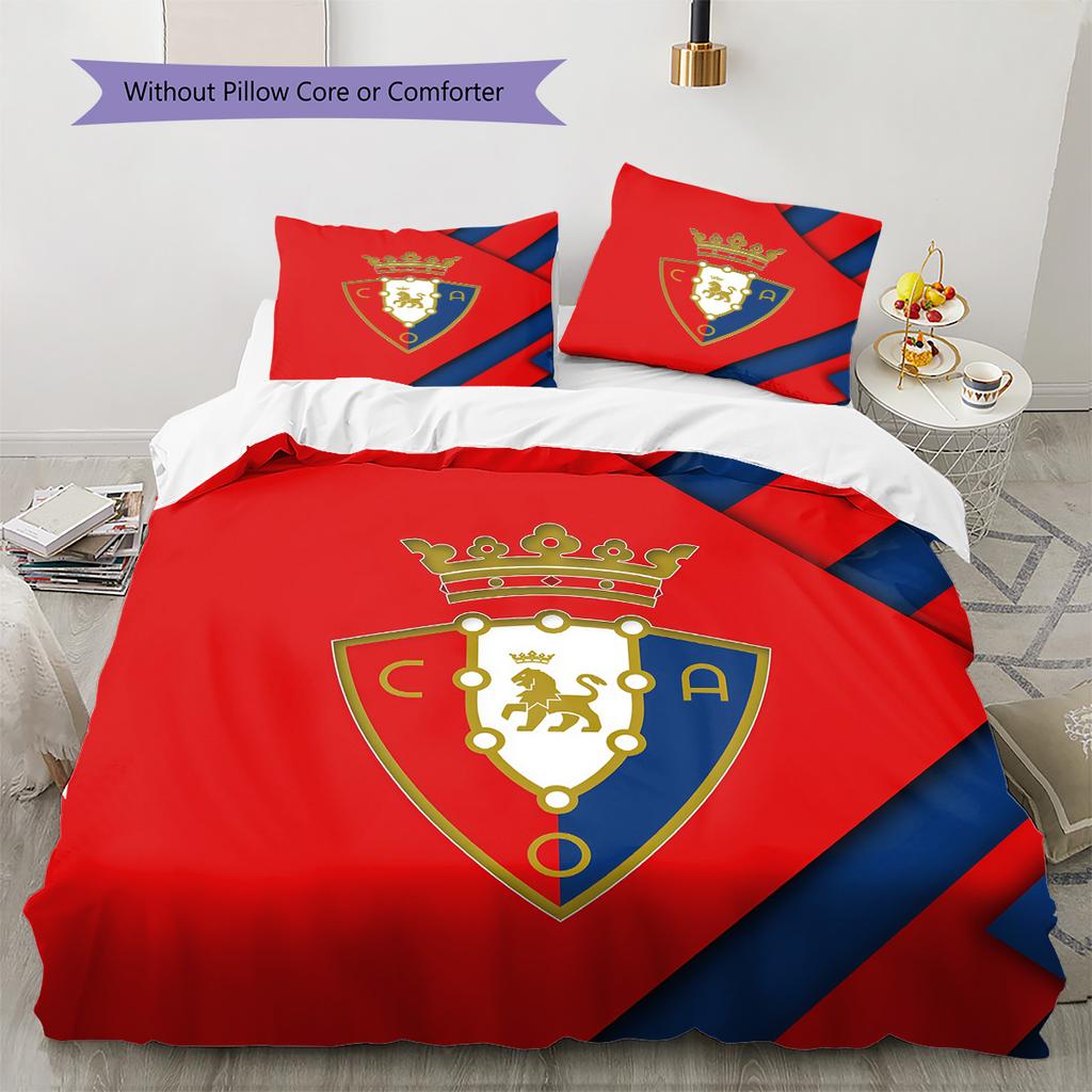 CA Osasuna Pattern Bedding Quilt Set Home Decoration Gift (1 * duvet cover + 2 * pillowcase without core)