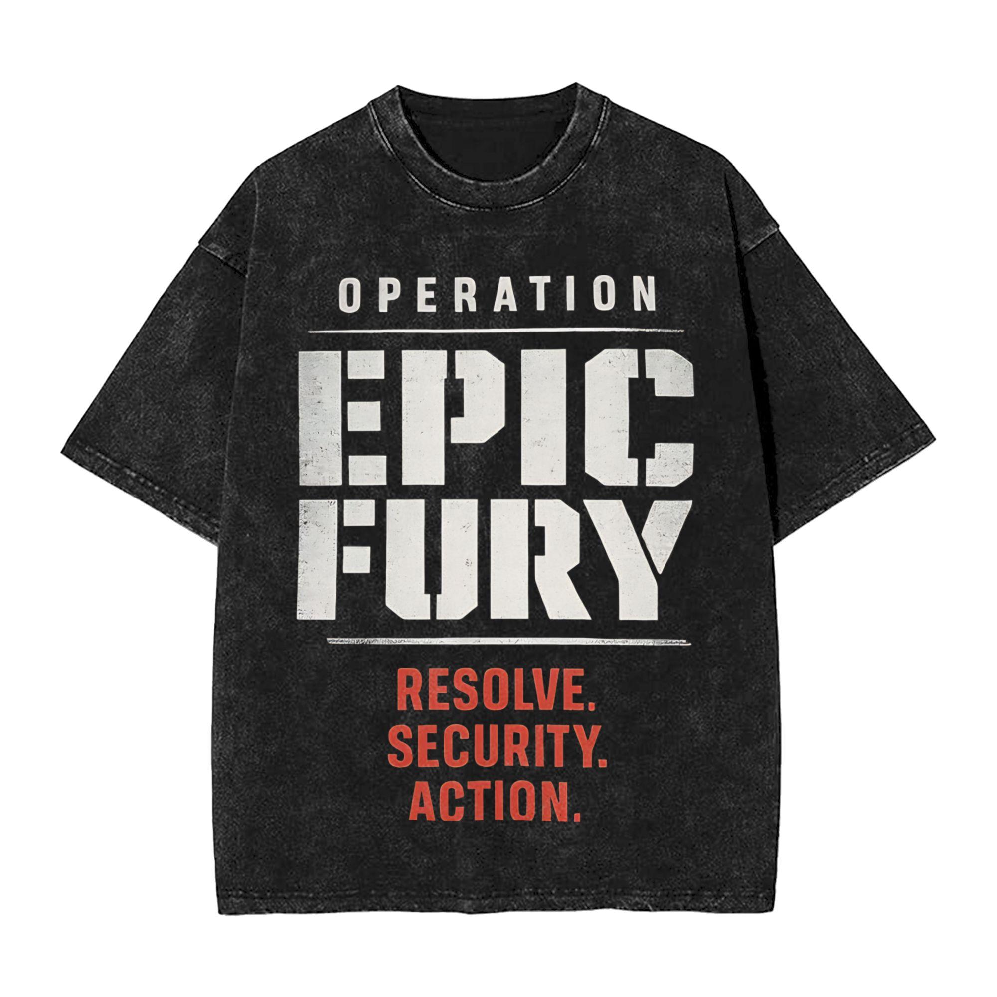 Summer Operation Epic Fury The FAFO Tour Washed Shirts Merch Harajuku T-Shirt for Men Women Tees S разноцветный