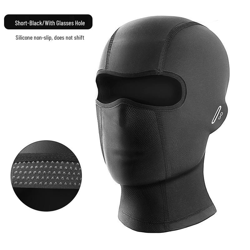 Silikon rutschfeste Fahrradhelm-Einlage & Sonnenschutz Eis-Seiden-Gesichtsmaske One Size schwarze