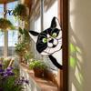 Colorful Cat Window Cling Stained Glass Cling, Vintage Kitty Decal, Removable Static Shape Wall Sticker for Door Car, UV-Resistant Waterproof