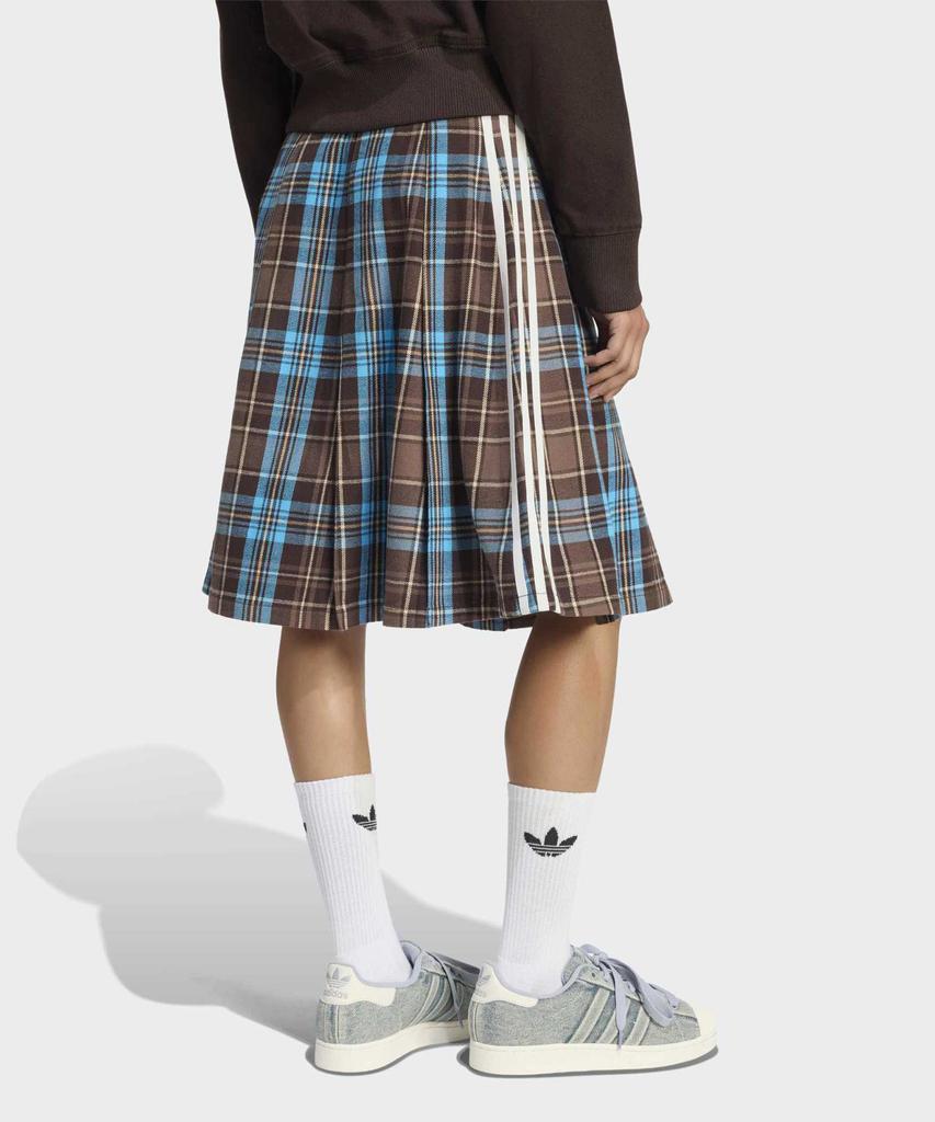 ADIDAS Pleated Check Skirt - Brown:Blue / Kw4529