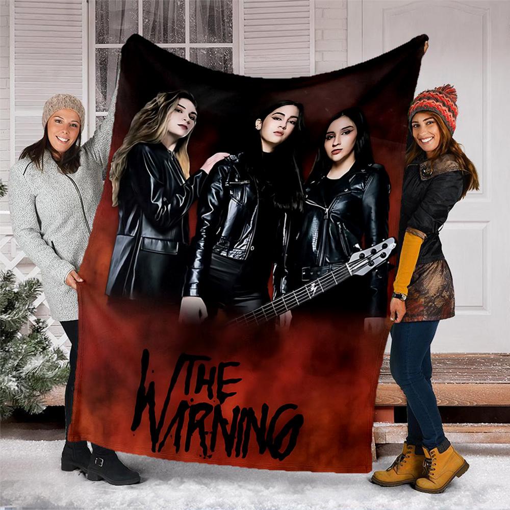 1pc The Warning Band Outdoor Flannel Blanket, Cozy & Warm Soft Te Playful Design, Napping Camping,