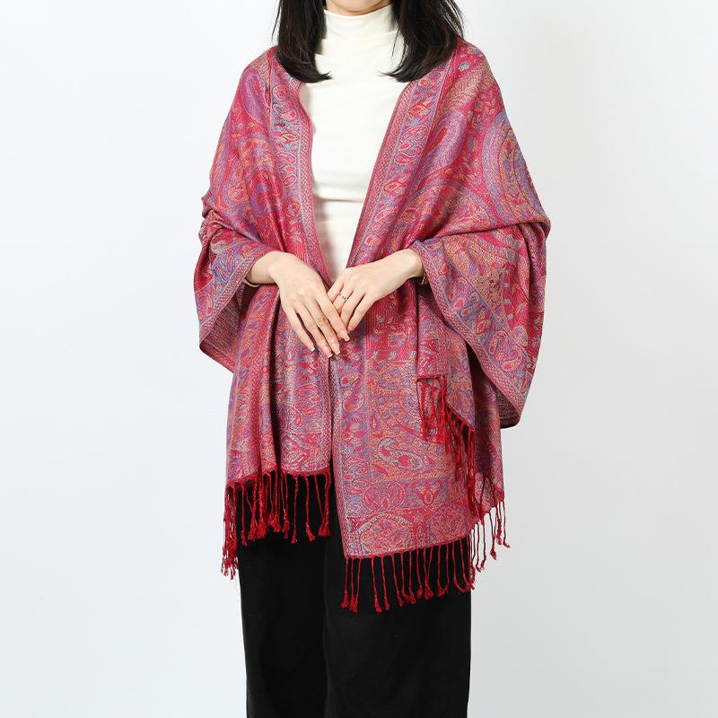 New retro shawl with women's travel vacation photo scarf warm scarf cape fringe