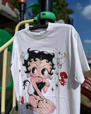 Betty Boop Anos 90 Manga Curta Branca Reimpressão Manga Curta Masculino Feminino S-5XL Unissex Camiseta