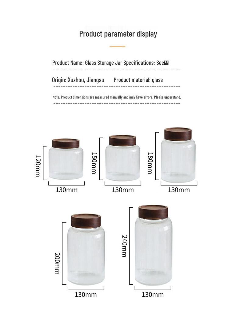 Vertical Stripe Borosilicate Glass Jar with Acacia Wood Lid - Large Capacity for Kitchen Storage or Pickles