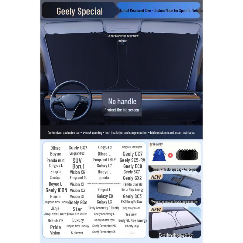 Car Sun Visor Sunshade for Small Windows - Heat Insulation Curtain for Interior Windshield