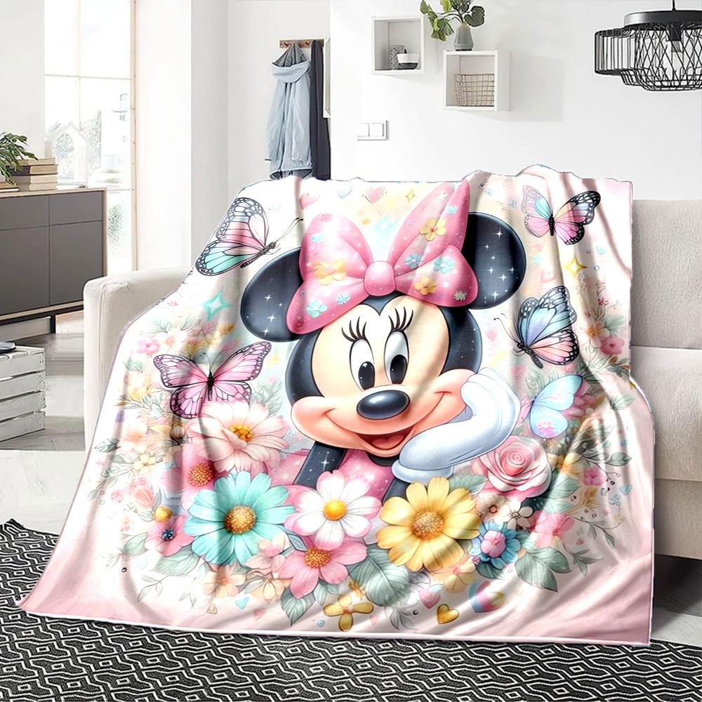 Minnie Mouse Floral Fantasy Blanket Soft Throw Blanket For Home Bedroom Bed Sofa Travel Office Solid Christmas Blanket