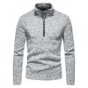 Men's Sweater Placket Zipper Design Solid Color Turtleneck Bottoming Shirt Jacket Men