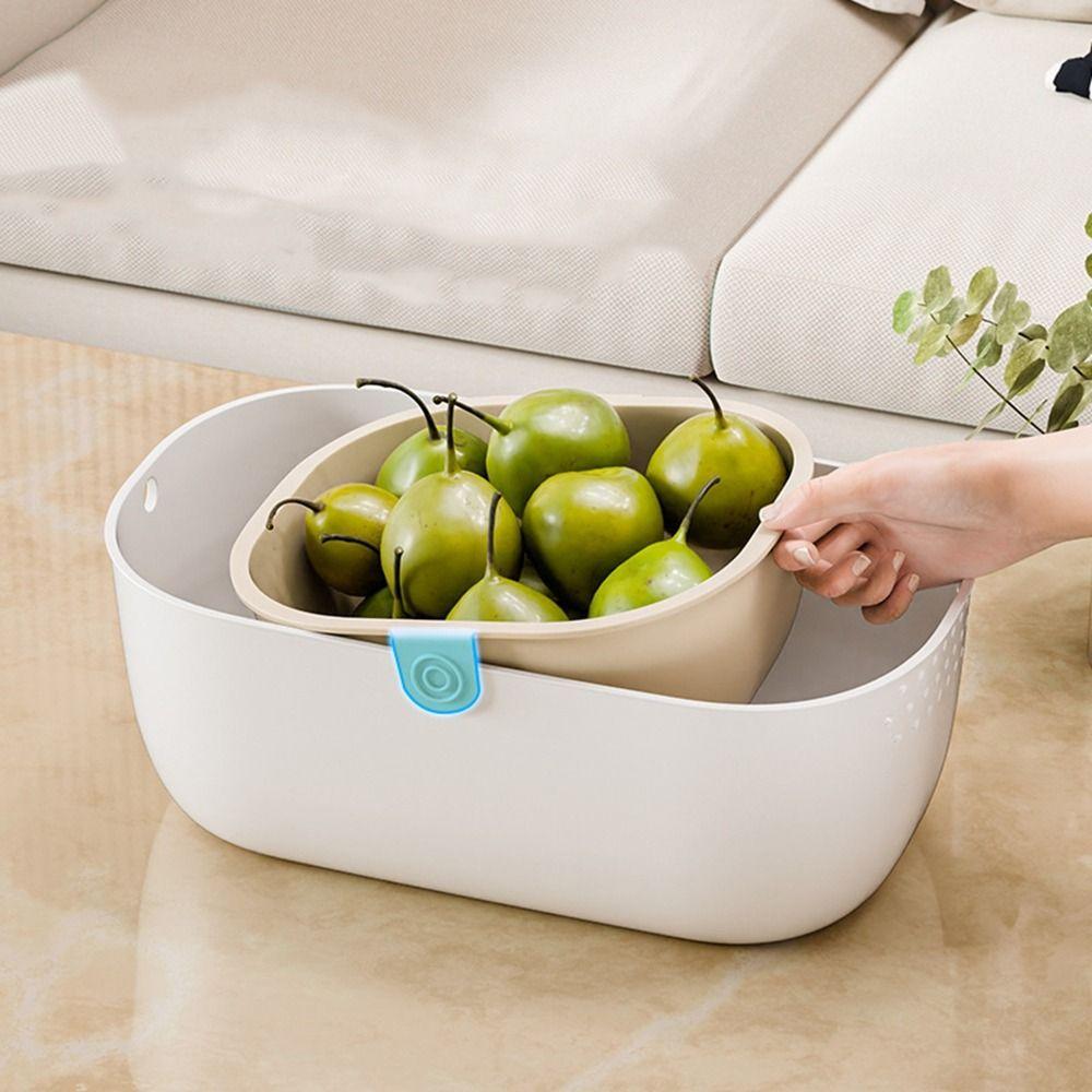 Thickened Snack Storage Box Drainable Dried Fruit Box Double-Layer Fruit Drain Basket  Kitchen