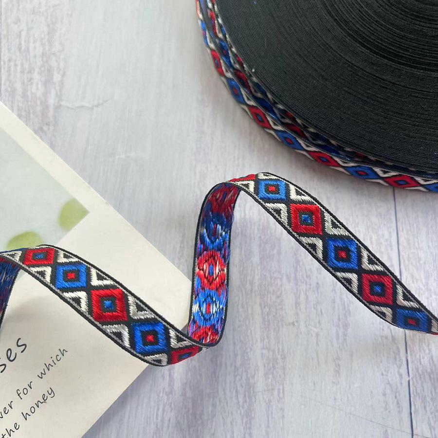 Ethnic Geometric Jacquard Webbing Accessory AH-2855, 1.4 CM Width.