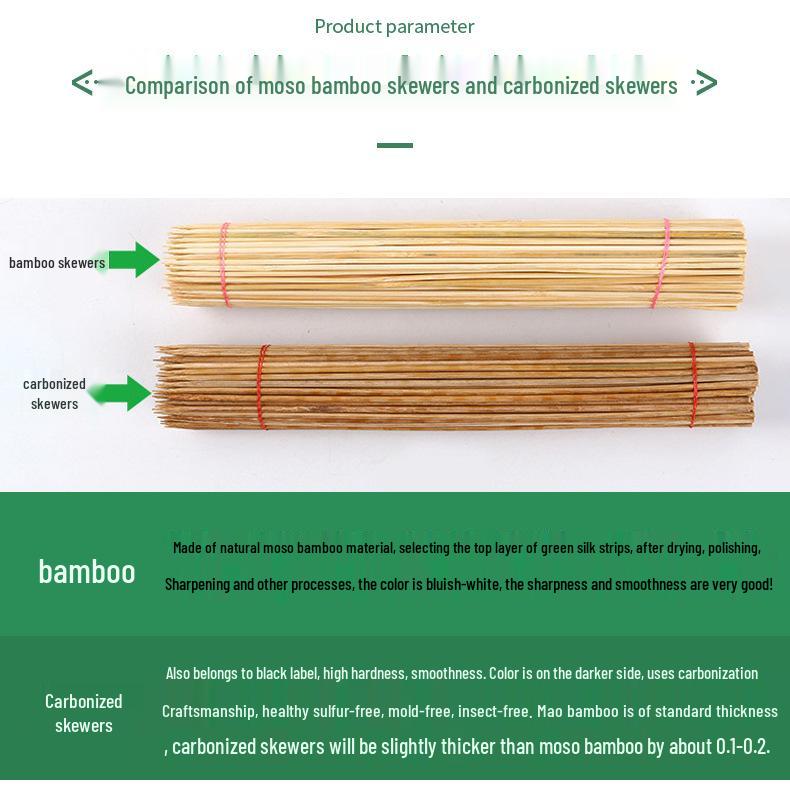 BBQ Bamboo Skewers for Chicken & Spicy Fillet - Sizes 2.0*12/15/18/20/22/25/30/35.