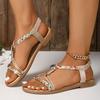 Large Size Fish Mouth Sandals 2025 Summer New Open-toed Beach Sandals Flat Comfortable Bohemian Style