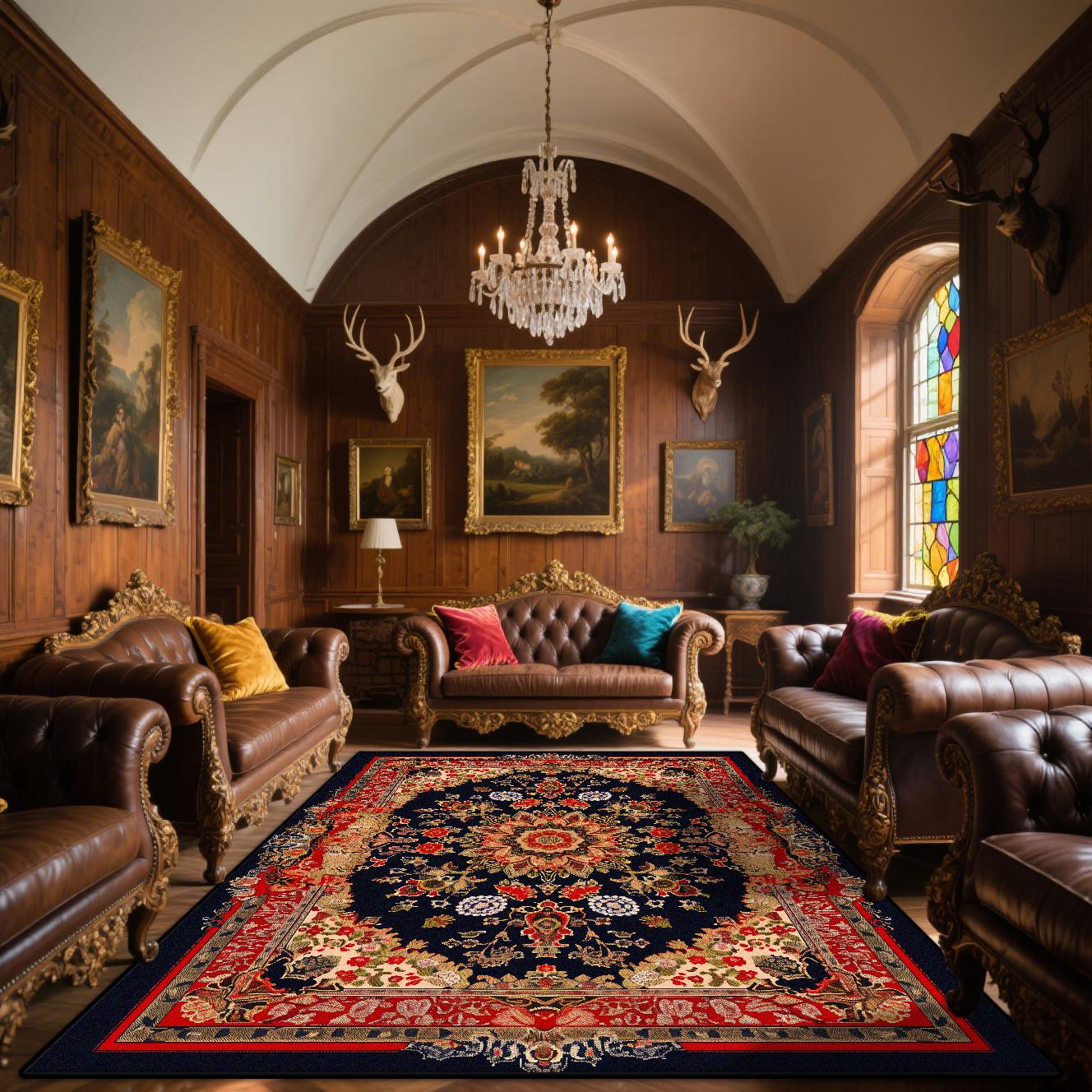 

Luxury Persian Large Living Room Rugs High-grade Decoration Home Easy Clean Carpet 200x300cm Bedroom Bed End Non-slip Floor Mats 60*90cm