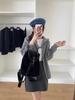 Korean Dongdaemun Women's Double Zipper Lapel Coat - Thick Wool Sweater, Autumn/Winter, Soft, Fluffy, Loose, Lazy Style.