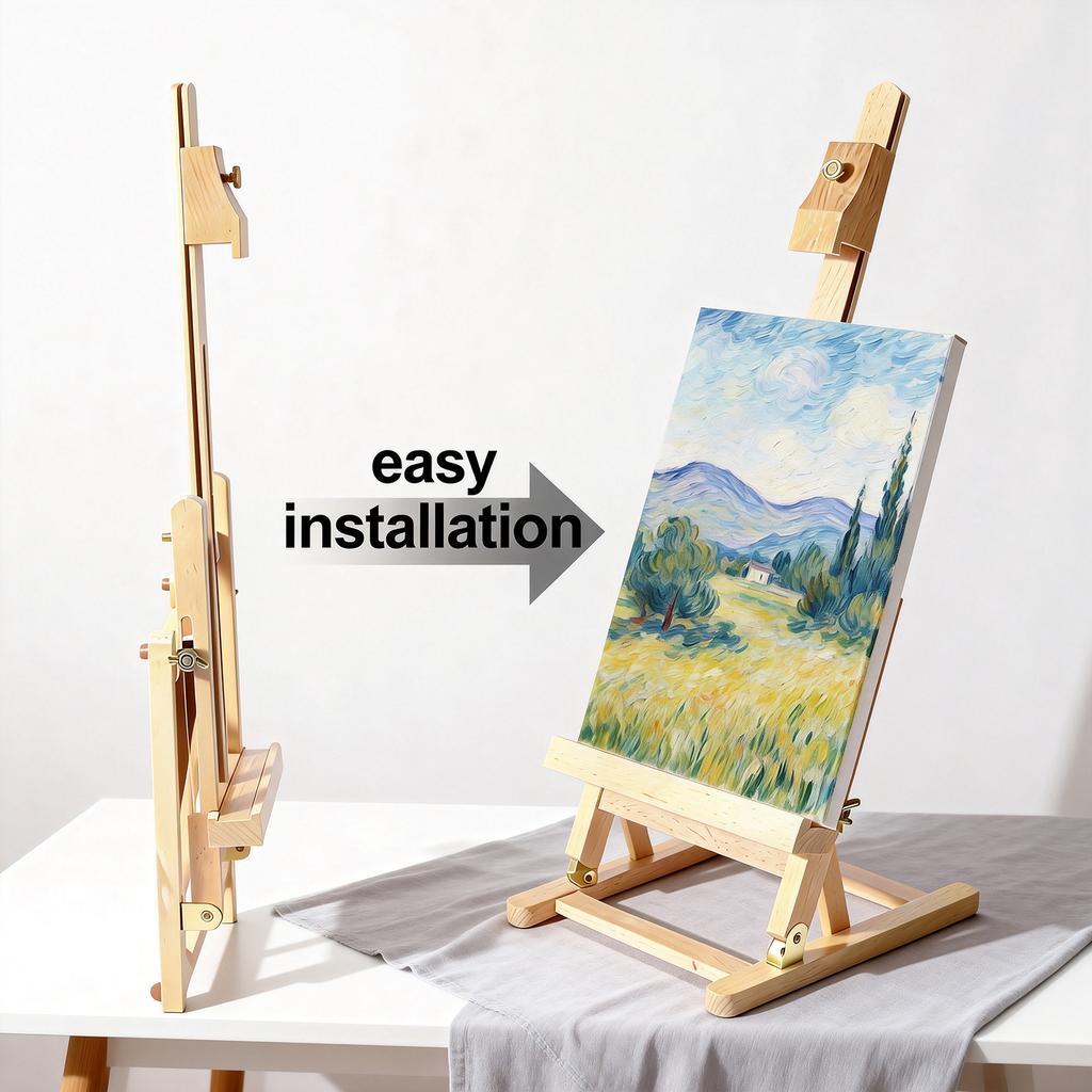 Desktop Art Easel Foldable Tabletop Easel Stand Height and Angle Adjustable Wooden Small Easel for Classroom Outdoor Sketching