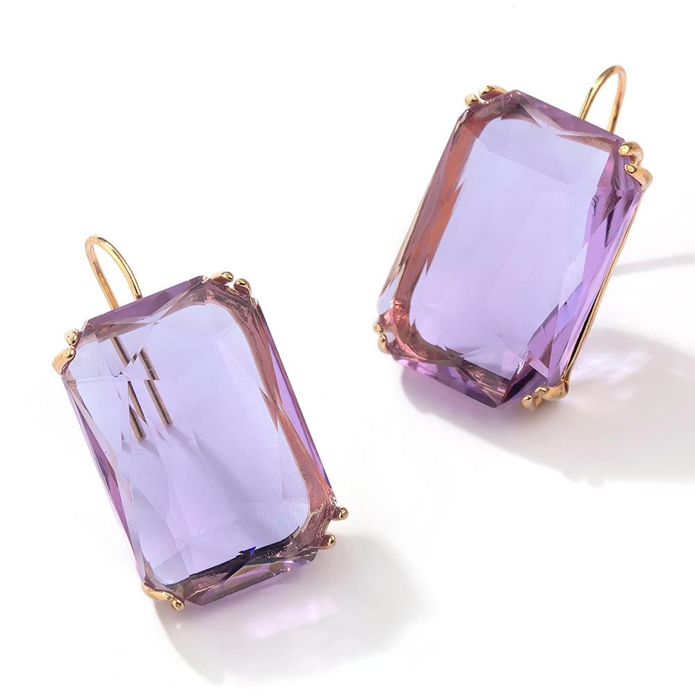 

Colorful Transparent Square Zircon Earrings with Ear Hooks and Dopamine Ear Cuffs