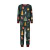 Christmas Print Family Matching Pajama Set Long Sleeve Round Neck Sleepwear for Parent and Kid