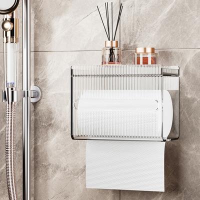 Toilet Tissue Box Storage Organizer with Top Shelf Transparent Large Capacity Wall Mounted Paper Drawer Toilet Roll Paper Storage Rack