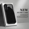 Black leopard print tempered glass phone case suitable for Samsung Galaxy S26 S25 S24 S23 S22 S21 S20 FE/Ultra/Plus anti drop