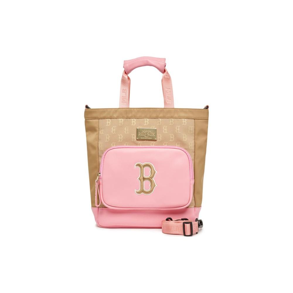 MLB Large Capacity Adjustable Shoulder Strap Printed Big Logo Metal Zipper Tote Bag Women Tote Bags Beige 7AUBM023N-43G0S Beige