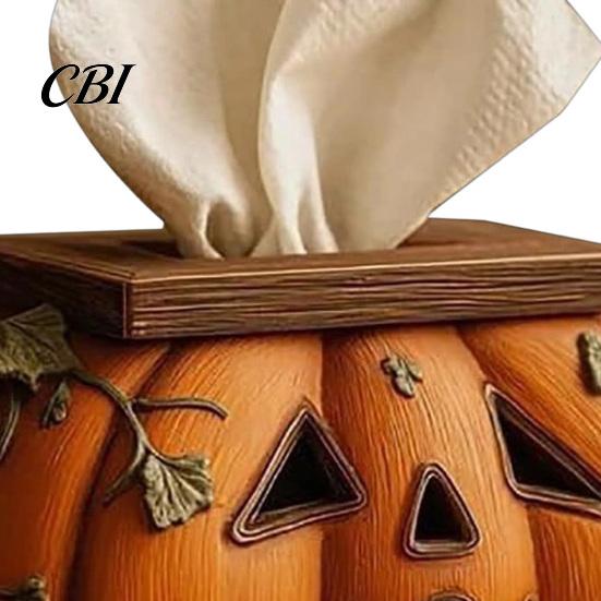 Functionele Vakantie Decoratie Halloween Pompoen Tissuebox, Decoratieve Gezichtsdoekjes Dispenser van Hars, Creatieve Papieren Handdoekhouder voor Keukenblad Feest