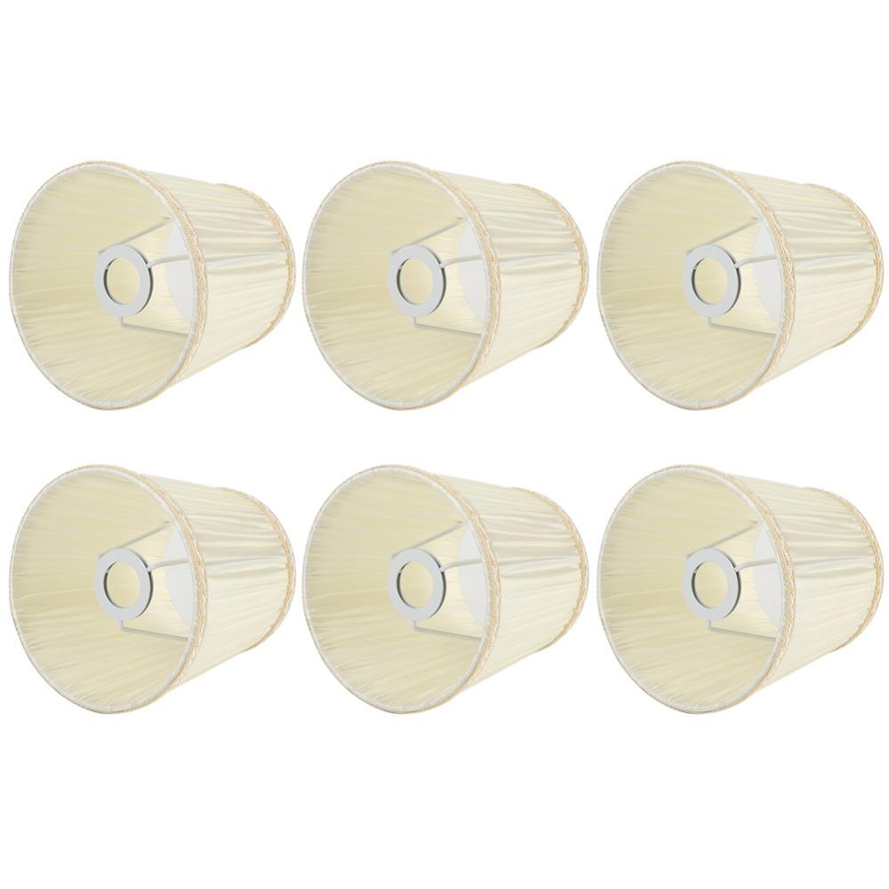 6PCS Beige Color Lamp Cover Cloth Pleated Lamp Shades Decorative Small Lamp Shade  Wall Sconces