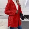 Side Slit Plush Long Sleeve Jacket Thick Thin Hooded Large Size Clothes