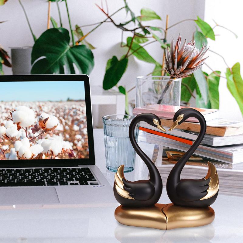 Swan Statue Desktop Decoration Resin Animal Statue Model Desktop Ornaments Decoration Suitable for Home Desktop Decoration