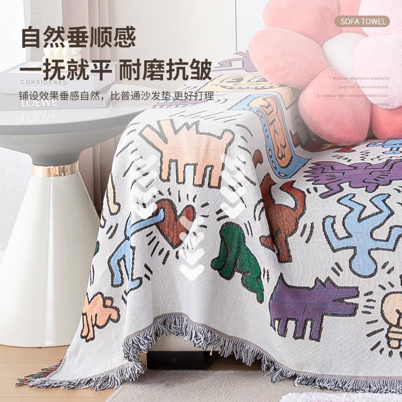Sofa Blanket American Graffiti Cartoon Illustration Decorative Tapestry Office Casual Blanket Sofa Towel Full Cover