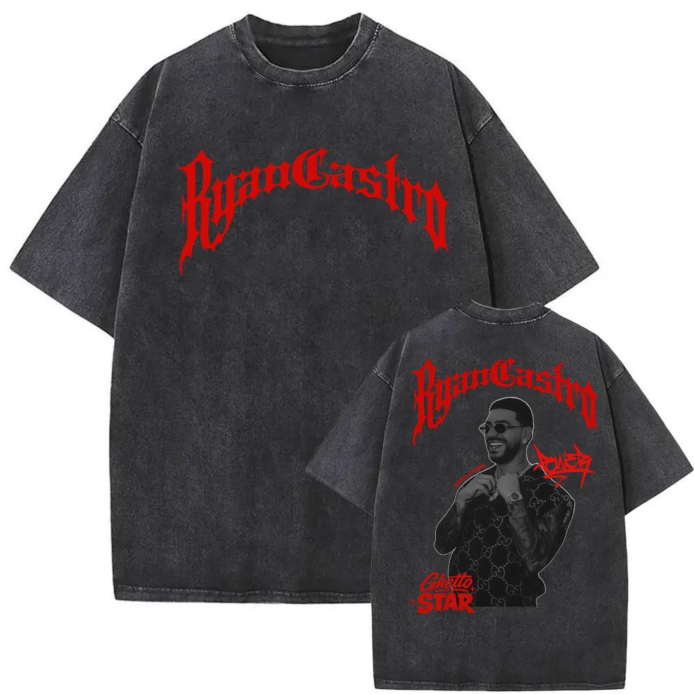 

Rapper Ryan Castro Sende Album Tour Print T Shirts Mens Clothing Casual Cotton T Shirt Vintage Washed Classic Tshirt S