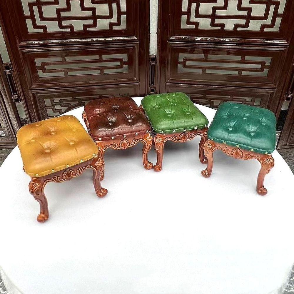 Vintage Style Dollhouse Chairs Mini Retro 1/12 Scale Miniatures Furniture Simulated Luxury Dining Chair Scene Model