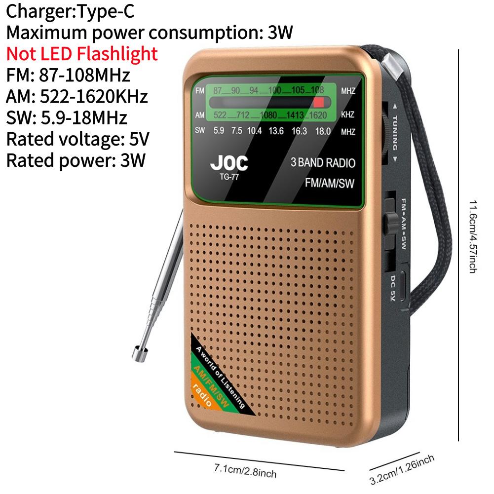 

Battery Operated Radio Portable Mini Pocket FM AM SW Radios with LED Flashlight Built-in Speaker with 3.5mm Headphones for Elder
