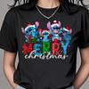 New Womens Disney Stitch Print TShirt Merry Christmas Casual Top Cotton Breathable Fabric Christmas Cartoon Character
