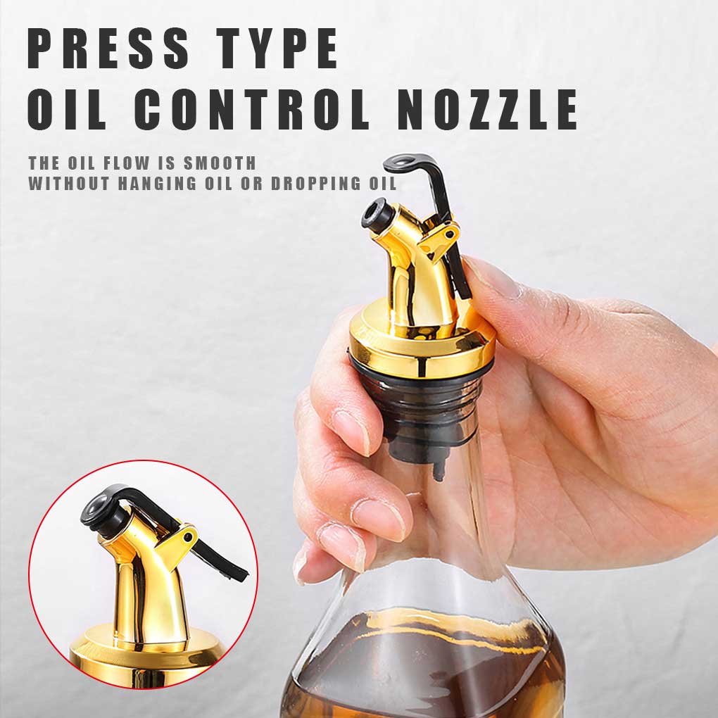 Oil Bottle Pourer Portable Reusable Press Type Leakproof Dispenser Kitchen Bar Wine Beverage Seasoning Bottles Stopper