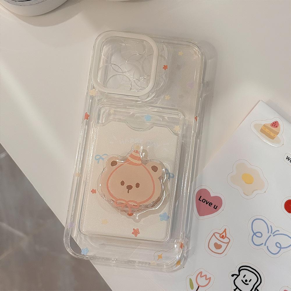 Cartoon Bear Card Holder Phone Case