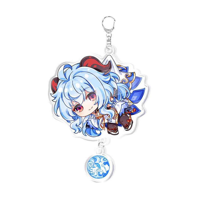 Game Genshin Impact Keychains Acrylic Model School Bag Jewelry Keychian Metal Holder Key Ring For Children Girl Men Accessories