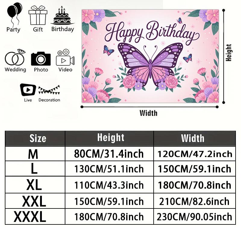 Party Backdrop Birthday Floral Butterfly Pink Photo Booth Background Front Door Decor