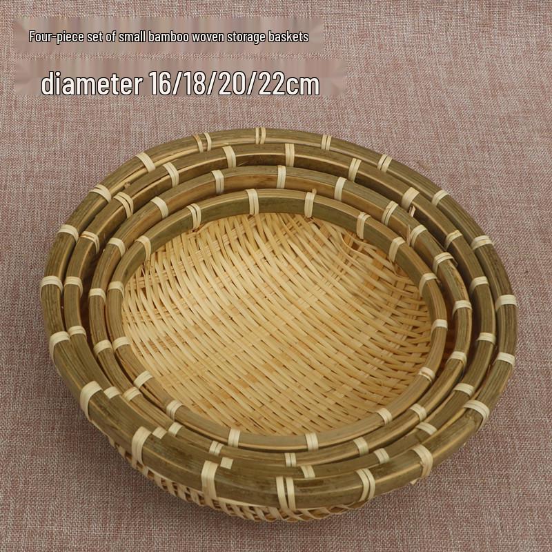 Round Handmade Bamboo Weaving Basket: Fruit, Vegetable, Washing, and Storage Sieve