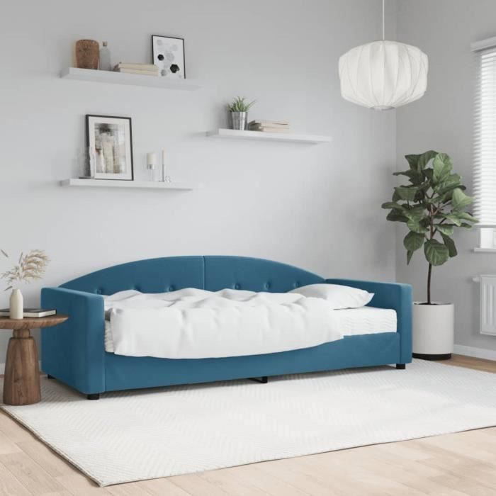 VidaXL Lit de jour avec matelas bleu 80x200 cm velours 3197269