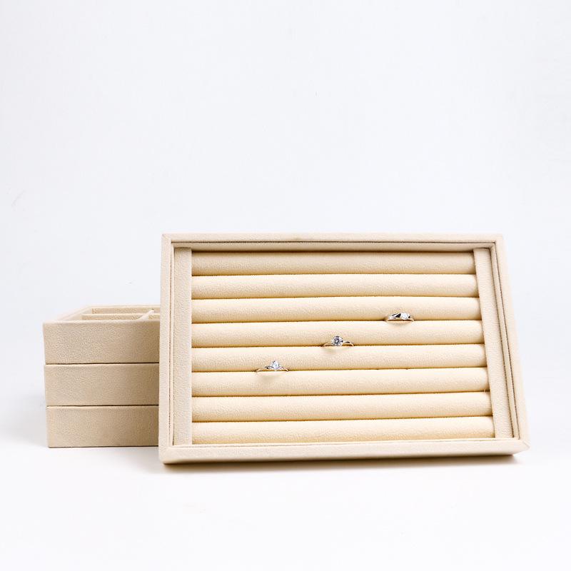 Hengjing Customizable Velvet Wooden Jewelry Tray with Ring, Necklace, Bracelet, and Dish Options