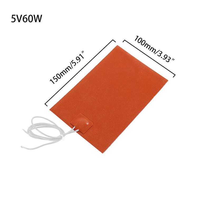 5V 12V 24V 220V Universal Silicone Heating Pad Waterproof Flexible Rubber Heater Mat with Adhesive for 3D Printer Heated Bed Engine Oil Pan Tank