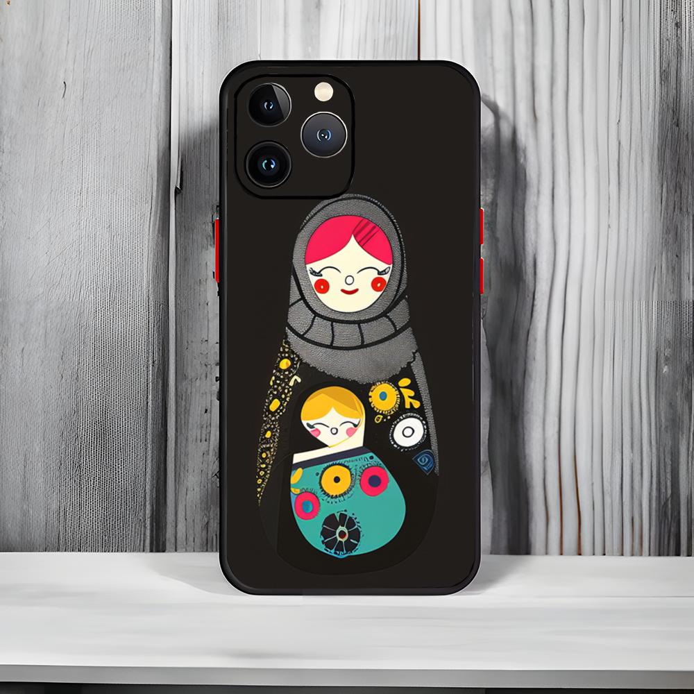 Traditional Russian Toy M-Matryoshka doll Phone Case Black Matte Thin Phone Case For iPhone17 16 15 14 13 ProMax