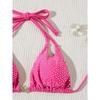European and American Sexy Swimsuit Women's Rose Pink with Diamond Bikini Triangle Cup Lace-up Split Bikini Swimsuit Women